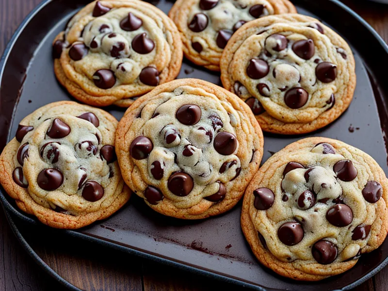Galletas caseras que se expandieron demasiado en una bandeja de horno Whirlpool.