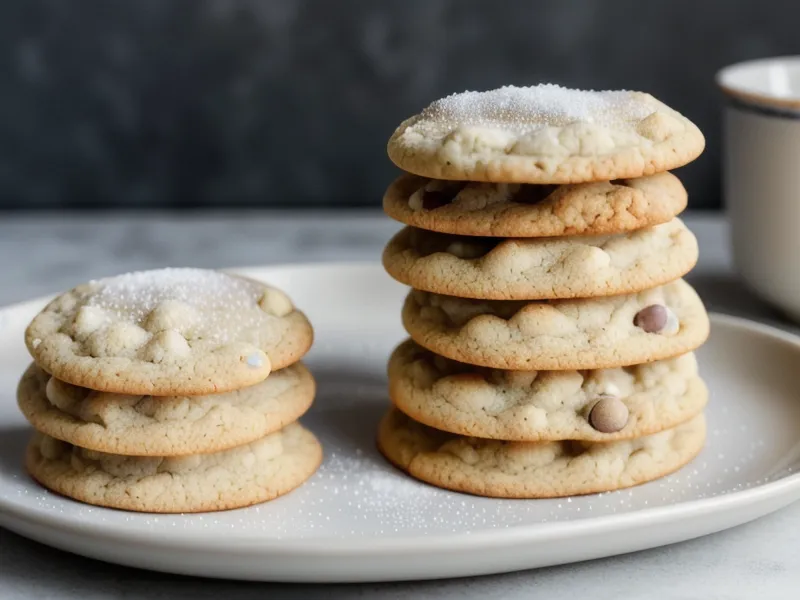 Galletas planas y pálidas horneadas únicamente con azúcar blanca granulada